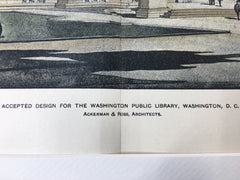 Washington DC Public Library, 1899, Ackerman & Ross, Original Hand Colored -