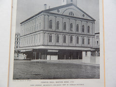 Faneuil Hall, Boston, MA, 1742,1928,Lithograph. Smibert.