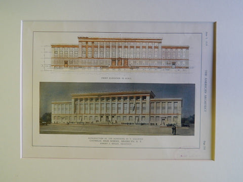 Catholic High School, Brooklyn, NY, 1929, Original Plan. Robert J. Reiley.