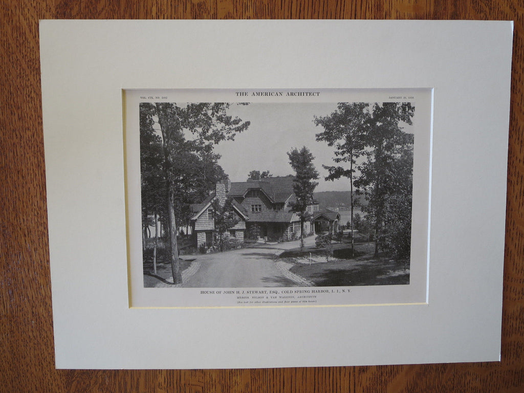 John Stewart House, Cold Spring Harbor, NY, 1916, Lithograph. Nelson/V ...