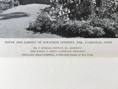 Jonathan Godfrey House & Garden, Fairfield, CT, 1916, Lithograph. F. B. Hoffman