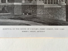 House of Calvary Hospital, Perry St., NY, 1919, Lithograph. Robert Reiley