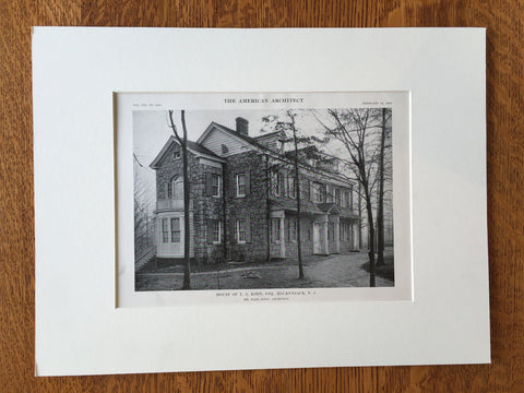 E.A. Korn, Esq. House, Hackensack, NJ, 1916, Lithograph. Karl Korn