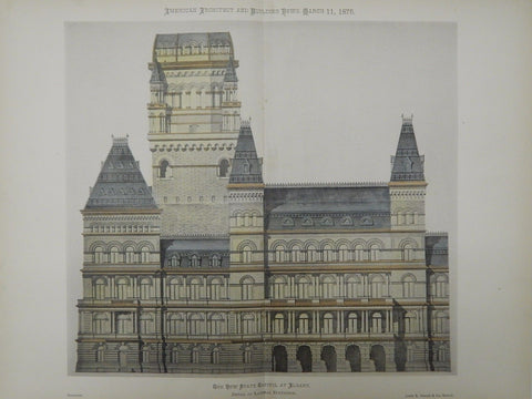 Building Art Industries by Clayton & Bell, UK, 1882, Original Plan. Hand-colored.