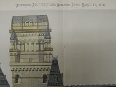 Elevation, New State Capitol, Albany, NY, 1876, Original Plan. Hand-colored.