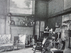 Interior, George Holloway House, Ravenna, OH, 1911, Lithograph. Bohnard & Parsons