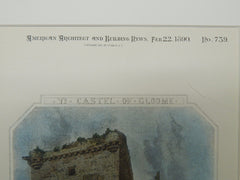 The Court Yard, Castle Campbell, Dollar, Scotland, 1890, Original Plan. R. W. Billings.